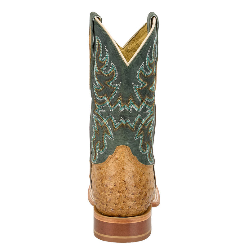 Tony Lama Men's Blaine Requill Umber Ostrich Print Vamp 11in Forest Green Goat