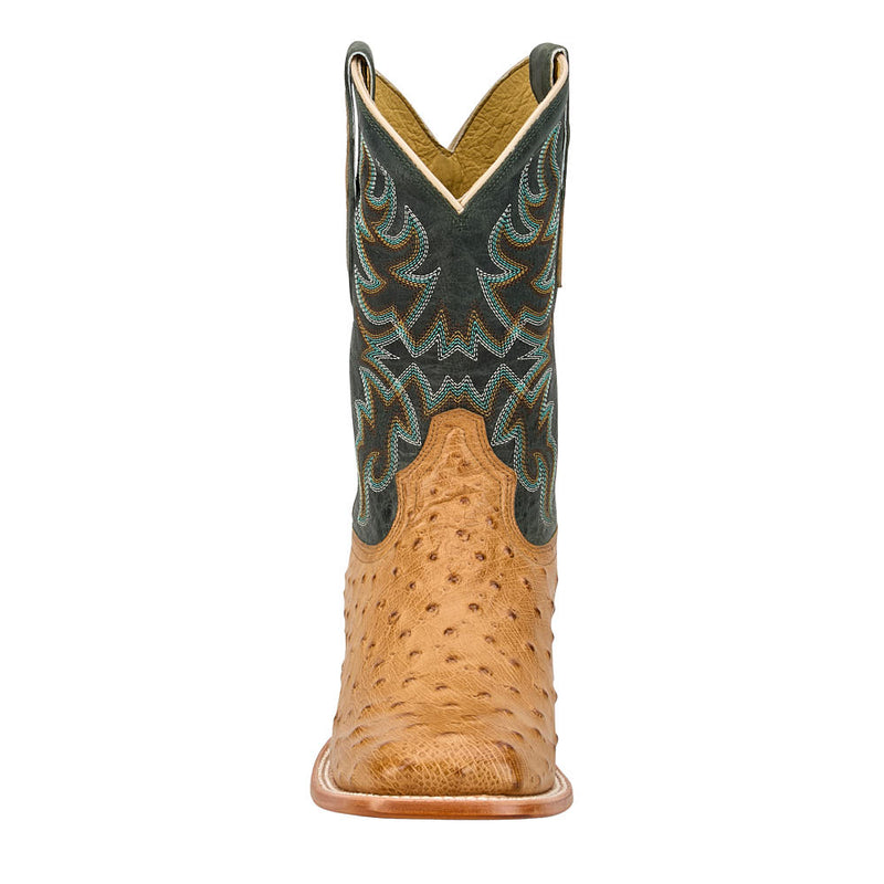 Tony Lama Men's Blaine Requill Umber Ostrich Print Vamp 11in Forest Green Goat