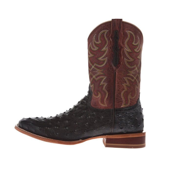 Tony Lama Men's Chocolate ReQuill Ostrich Vamp 11in Brown Top