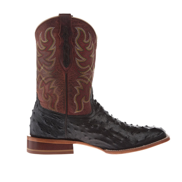 Tony Lama Men's Chocolate ReQuill Ostrich Vamp 11in Brown Top