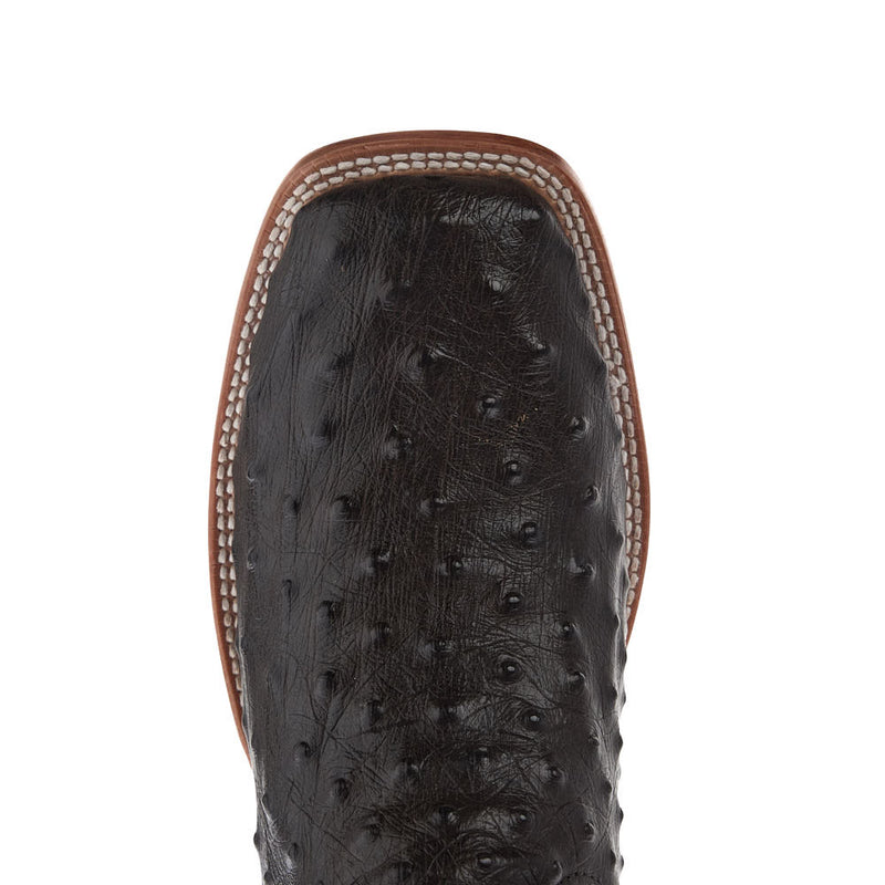 Tony Lama Men's Chocolate ReQuill Ostrich Vamp 11in Brown Top