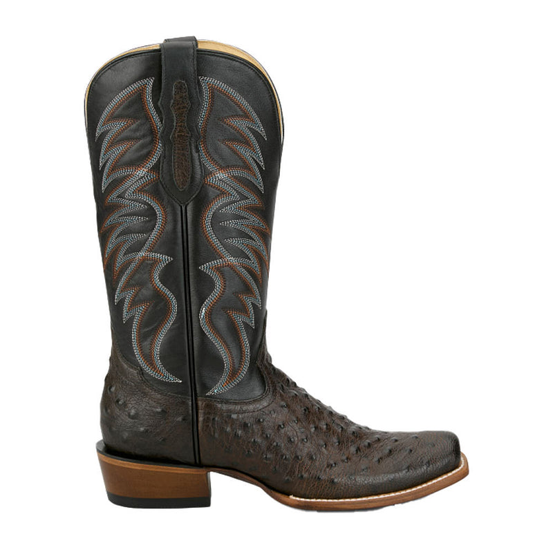 Tony Lama Men's Tyler Requill Umber Ostrich Print Vamp 13in Black Cowh ...