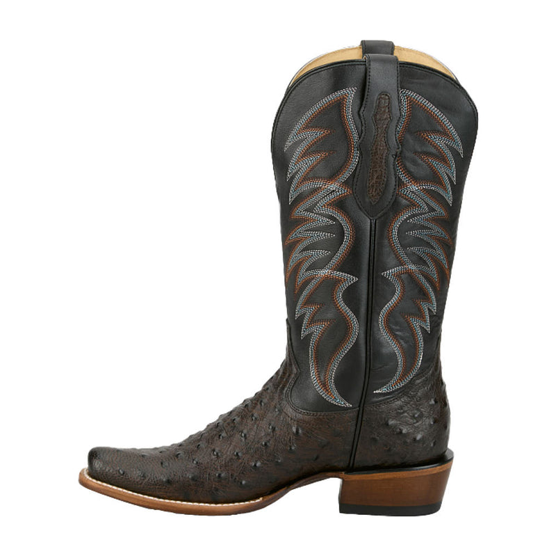 Tony Lama Men's Tyler Requill Umber Ostrich Print Vamp 13in Black Cowh ...
