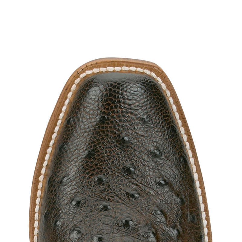 Tony Lama Men's Tyler Requill Umber Ostrich Print Vamp 13in Black Cowhide Top