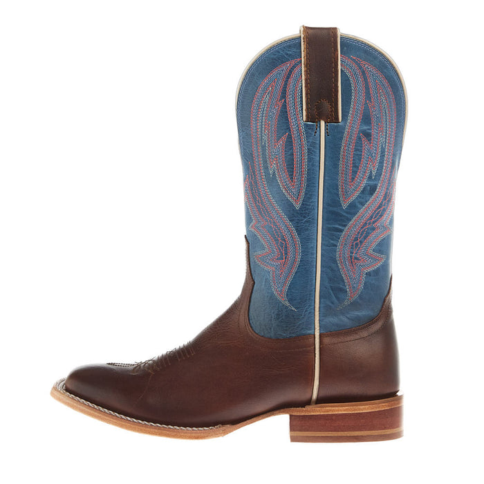 Tony Lama Womens Brown Cowhide 11In Blue Cowhide Top Boot