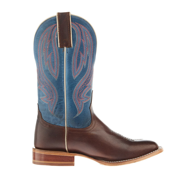 Tony Lama Womens Brown Cowhide 11In Blue Cowhide Top Boot