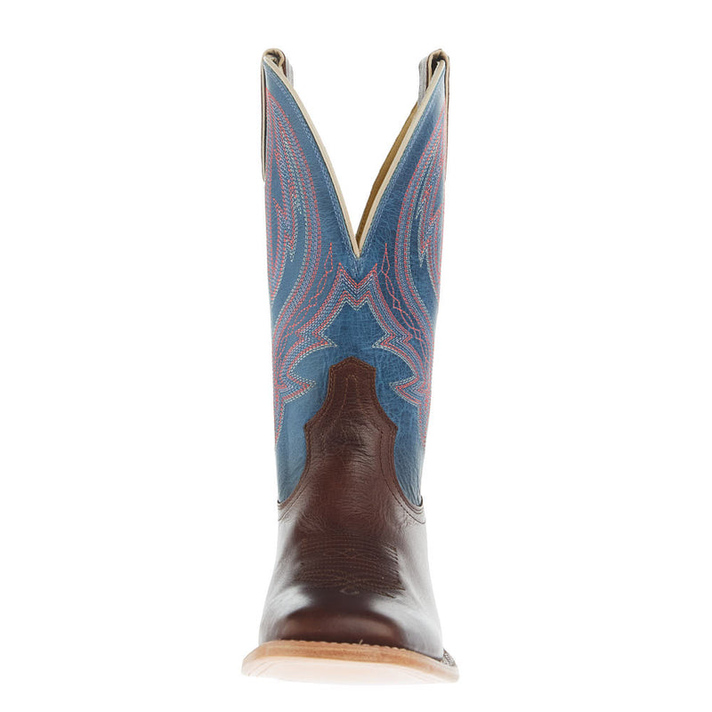 Tony Lama Womens Brown Cowhide 11In Blue Cowhide Top Boot