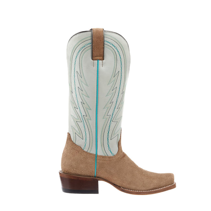 Tony Lama Women's Taupe Suede 13In Snow Cowhide Top Boot