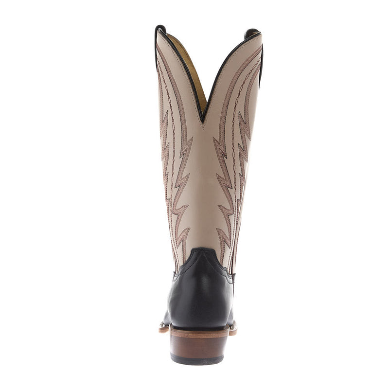 Tony Lama Women's Midnight Black Cowhide 13In Cream Cowhide Top Boot