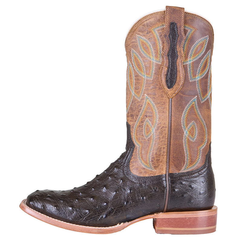 Tony Lama Women's Cheyenne Brown Ostrich Vamp 11in Gold Goat Top Boot