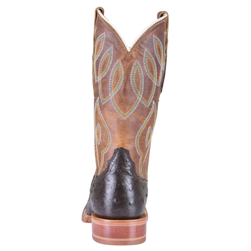 Tony Lama Women's Cheyenne Brown Ostrich Vamp 11in Gold Goat Top Boot