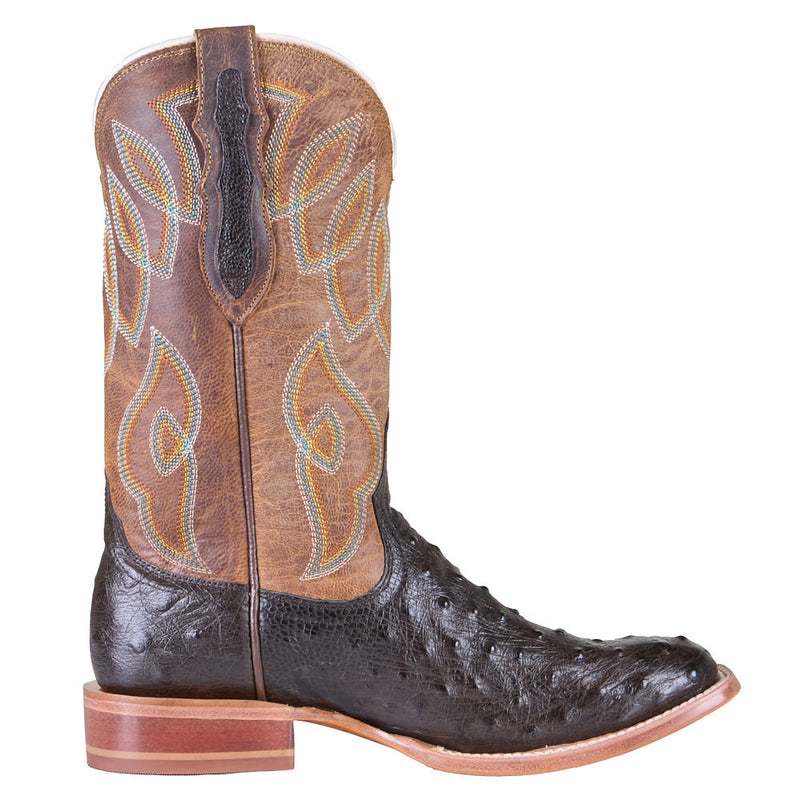 Tony Lama Women's Cheyenne Brown Ostrich Vamp 11in Gold Goat Top Boot