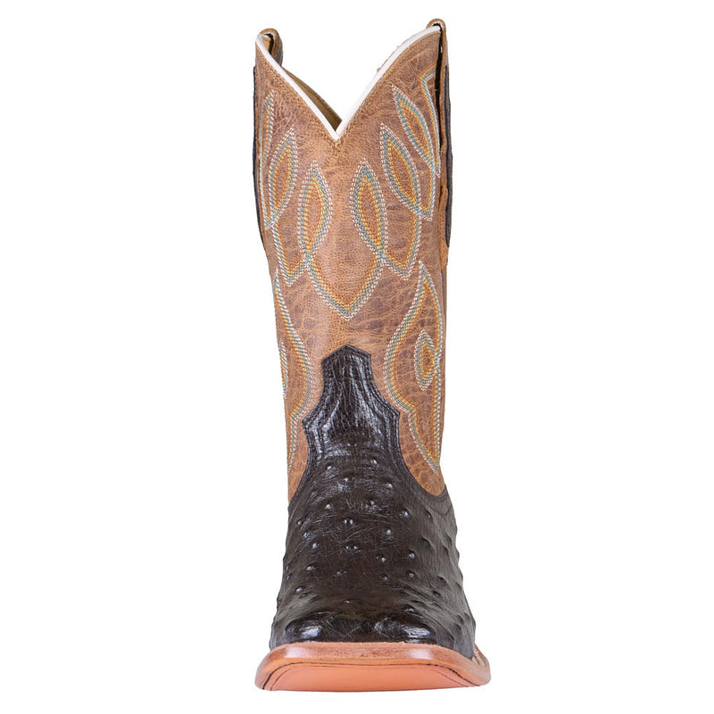 Tony Lama Women's Cheyenne Brown Ostrich Vamp 11in Gold Goat Top Boot