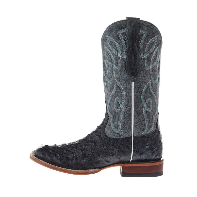 Tony Lama Women's Cheyenne Grey Ostrich Vamp 11in. Blue Goat Top
