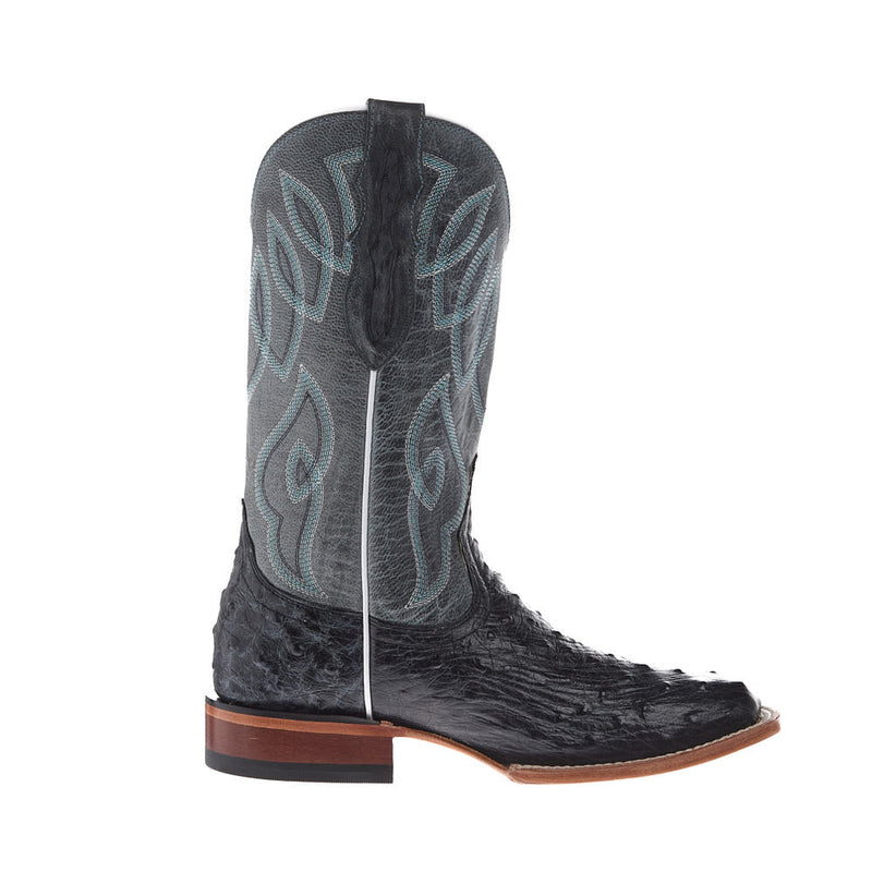 Tony Lama Women's Cheyenne Grey Ostrich Vamp 11in. Blue Goat Top