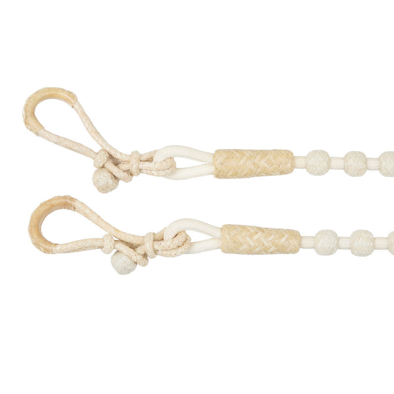 NRS White Cord 50in Romal Reins with Rawhide Knots