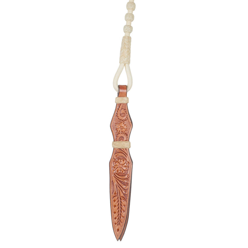 NRS White Cord 50in Romal Reins with Rawhide Knots