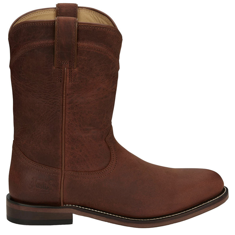 Justin Boot Company Men's Braswell Roper Brown Water Buffalo 10in Top Boot