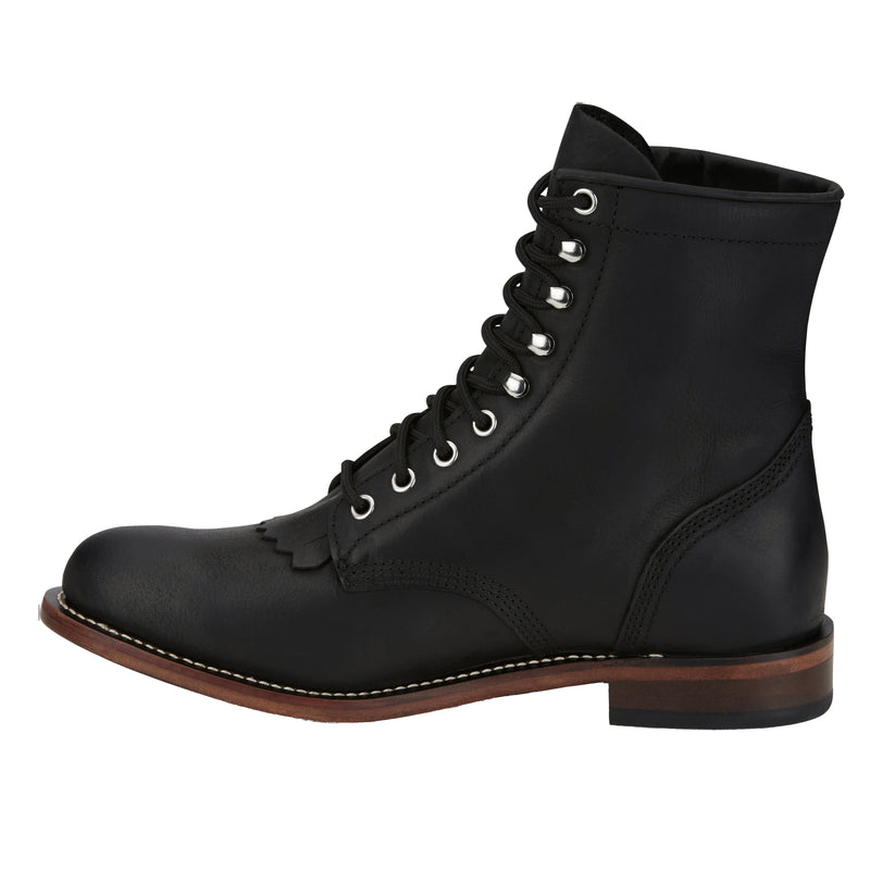 Justin Boot Company Men's Drennan Black Water Buffalo 7In Lace Up Roper Boot