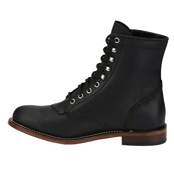 Justin Boot Company Men's Drennan Black Water Buffalo 7In Lace Up Roper Boot