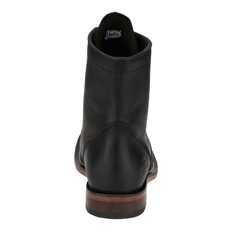 Justin Boot Company Men's Drennan Black Water Buffalo 7In Lace Up Roper Boot