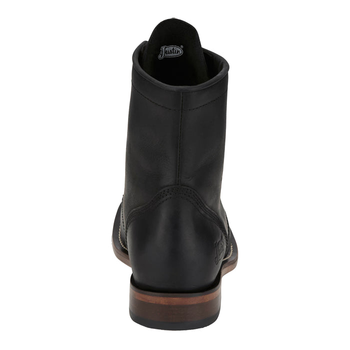 Justin Boot Company Men's Drennan Black Water Buffalo 7In Lace Up Roper Boot