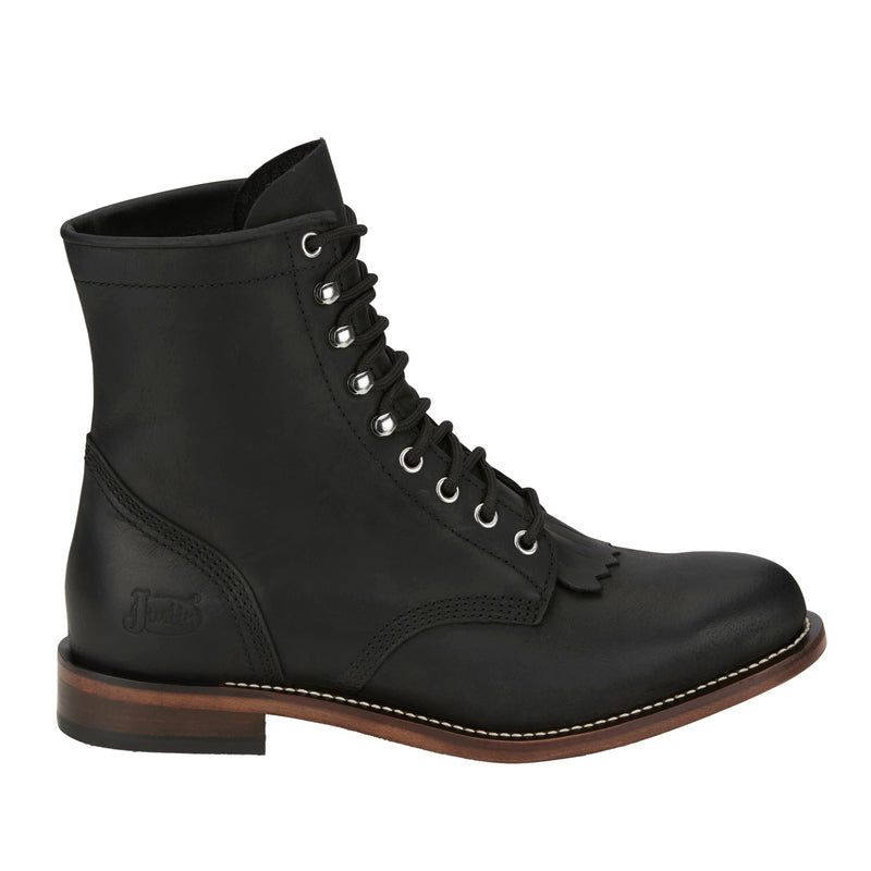 Justin Boot Company Men's Drennan Black Water Buffalo 7In Lace Up Roper Boot