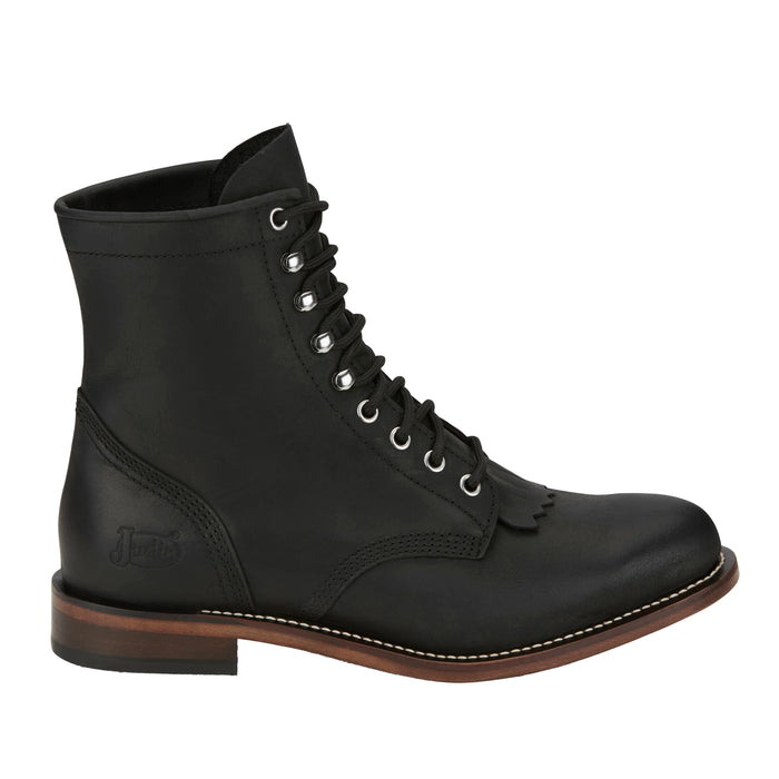 Justin Boot Company Men's Drennan Black Water Buffalo 7In Lace Up Roper Boot