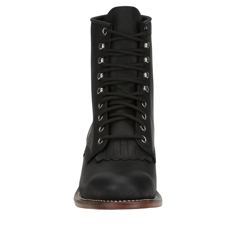 Justin Boot Company Men's Drennan Black Water Buffalo 7In Lace Up Roper Boot