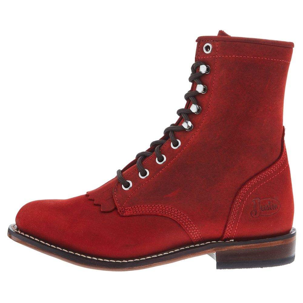 Justin Boot Company Women s Mckean Red Lace Up Roper