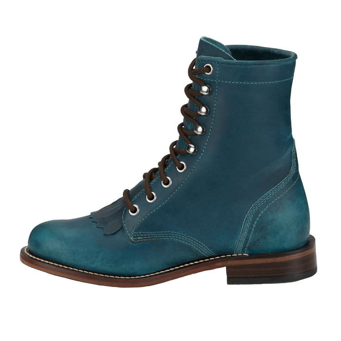Justin Boot Company Womens Turquoise Water Buffalo Lace Up Roper Boot