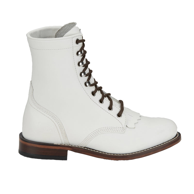Justin Boot Company Womens White Water Buffalo Lace Up Roper Boot
