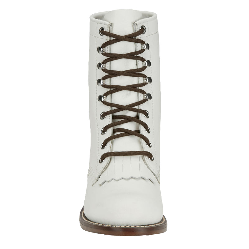 Justin Boot Company Womens White Water Buffalo Lace Up Roper Boot