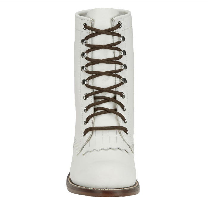 Justin Boot Company Womens White Water Buffalo Lace Up Roper Boot