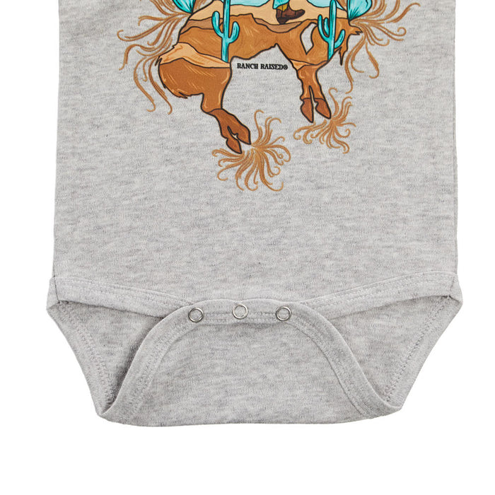 Ranch Raised Boy's Grey Canyon Cowboy Onesie