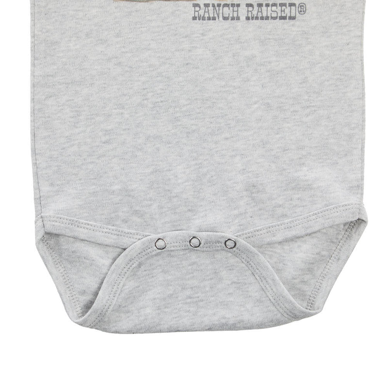 Ranch Raised Boy's Light Grey Cowtown Onesie