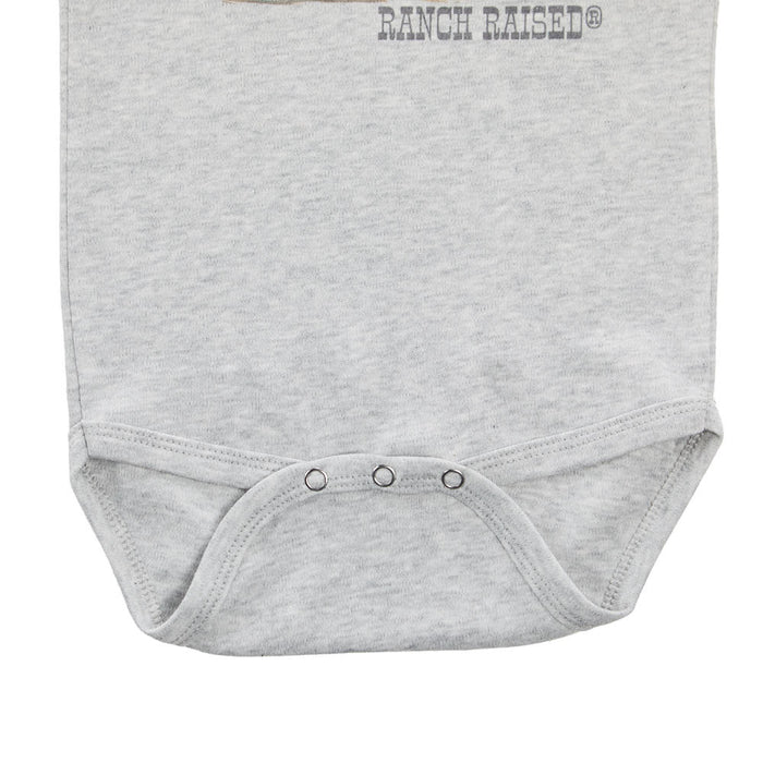 Ranch Raised Boy's Light Grey Cowtown Onesie