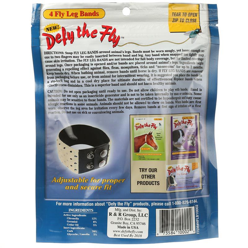 R And R Group R&R Defy the Fly Horse Fly Leg Bands (Set of 4)
