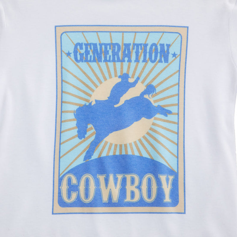 Ranch Raised Boy's White Generation Cowboy Short Sleeve Tee Shirt