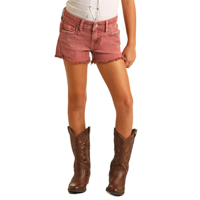 Rock & Roll Denim Girl's Distressed Rose Shorts