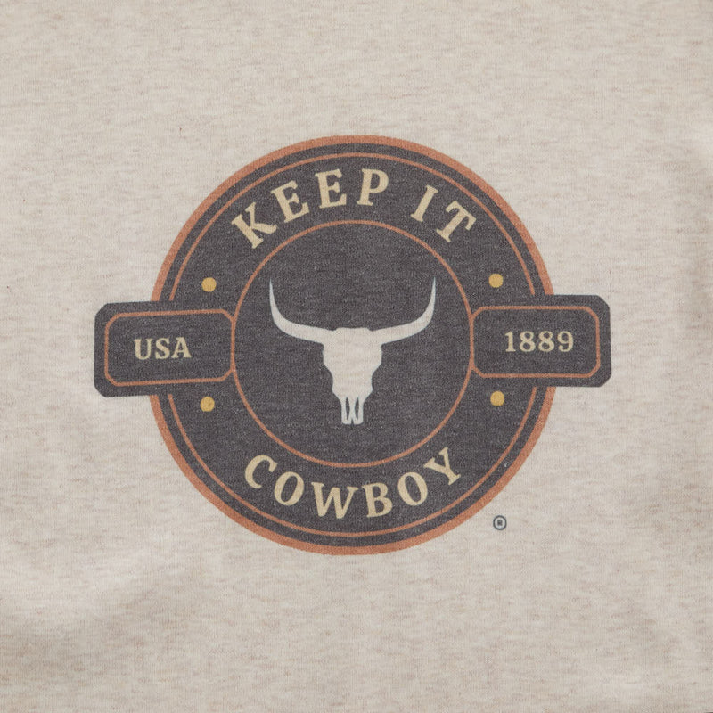 Ranch Raised Boy's Oatmeal Keep It Cowboy Short Sleeve Tee Shirt