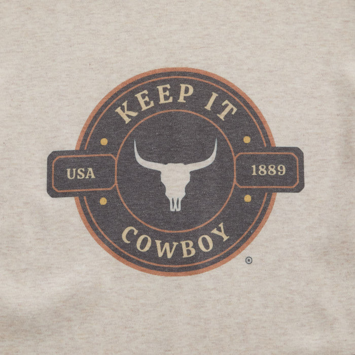 Ranch Raised Boy's Oatmeal Keep It Cowboy Short Sleeve Tee Shirt