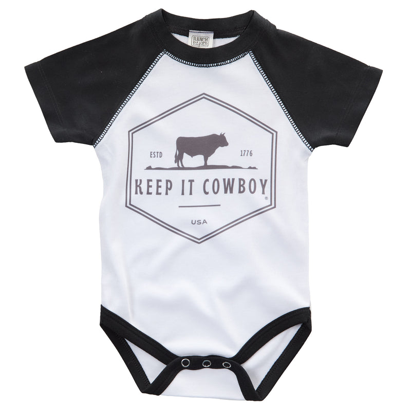 Ranch Raised Infant Boys Keep It Cowboy White Onesie