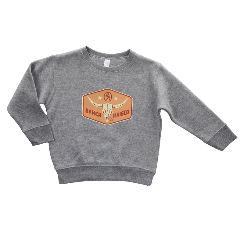 Ranch Raised Boys Grey Longhorn Sweatshirt