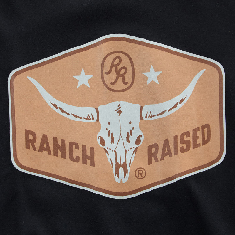 Ranch Raised Boys Black Longhorn Tee