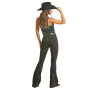 Rock & Roll Denim Black Patched High Rise Flares