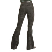 Rock & Roll Denim Black Patched High Rise Flares
