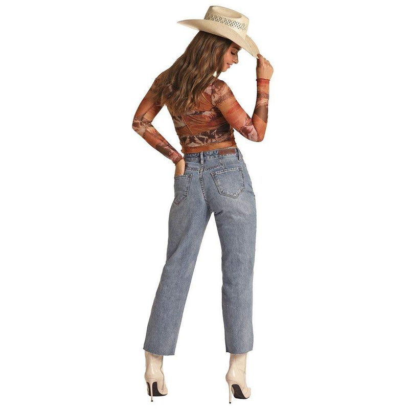 Rock & Roll Denim Womens Distressed Straight Crop