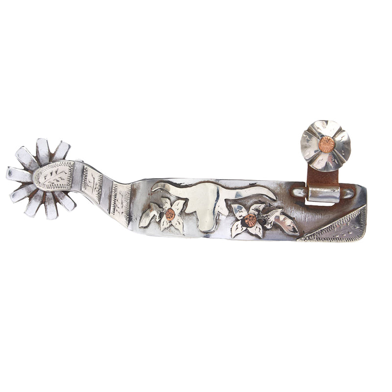 Ricky Trammell Silver Floral Engraved All Around Spurs