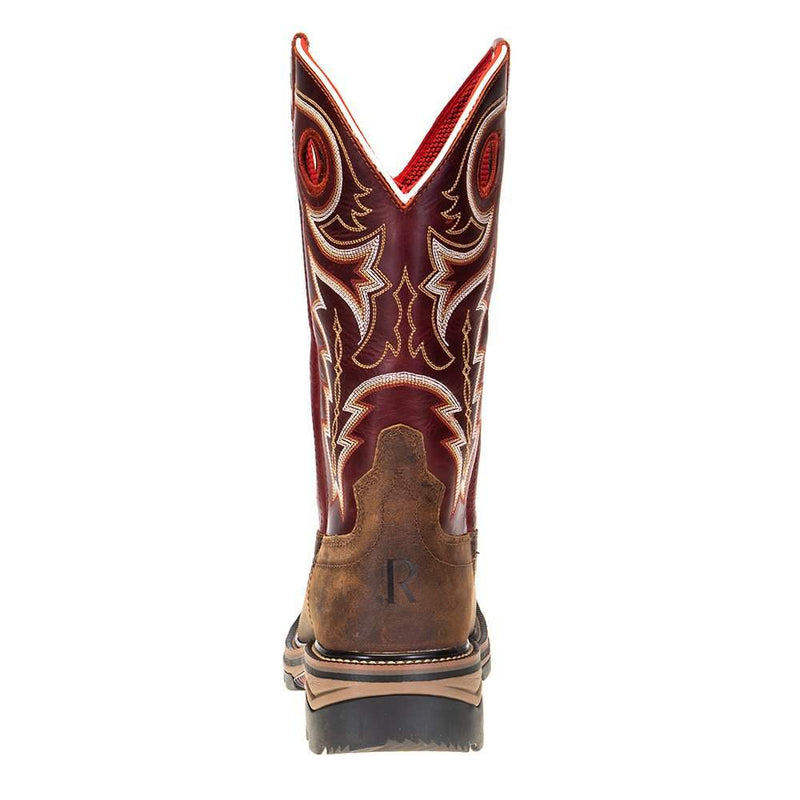 R Watson R Mens Brown Buffalo 12in. Cherry Red Square Soft Toe Work Boots